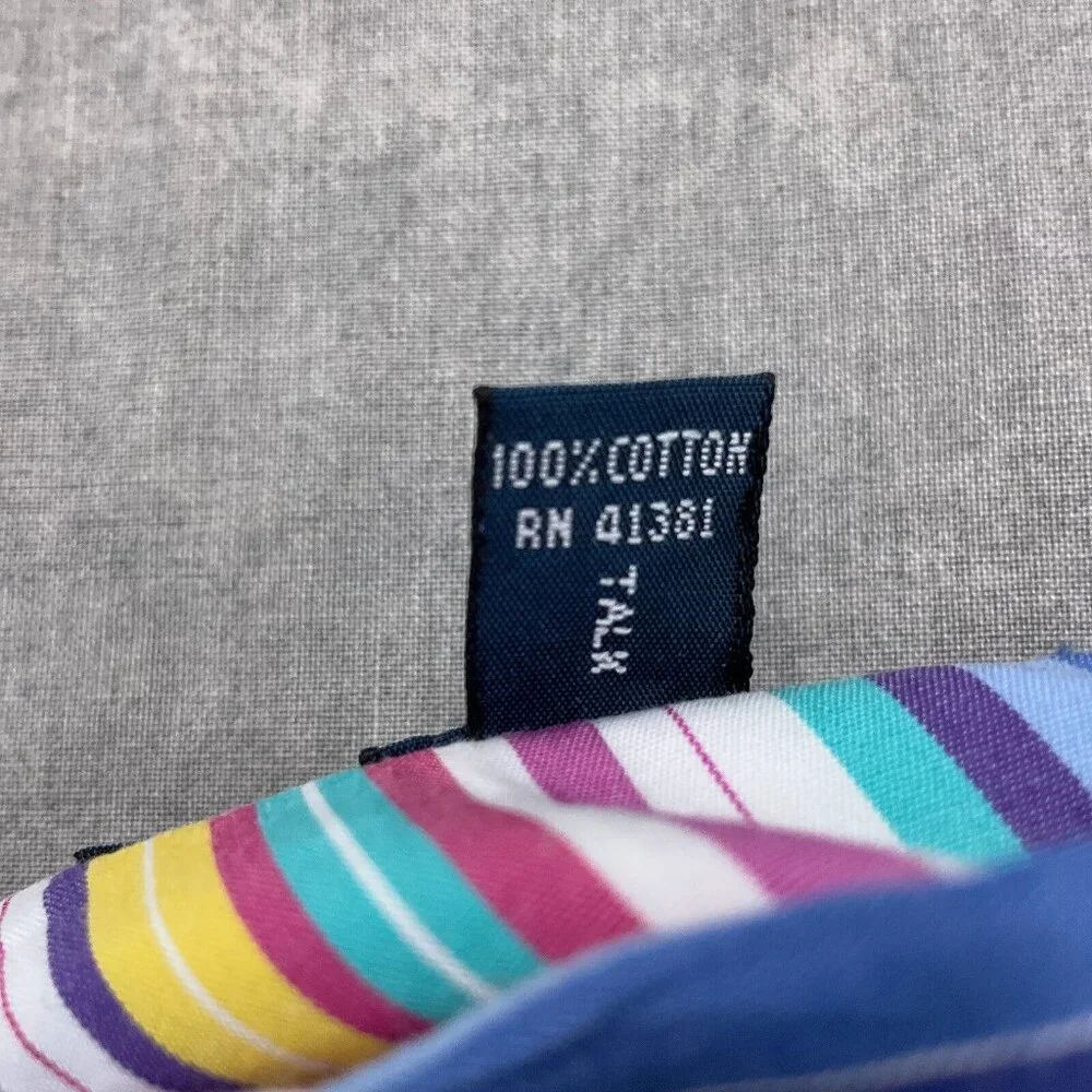 Polo Ralph‎ Lauren Shirt Men Large Blue Yellow Rainbow Stripe Curham Cotton